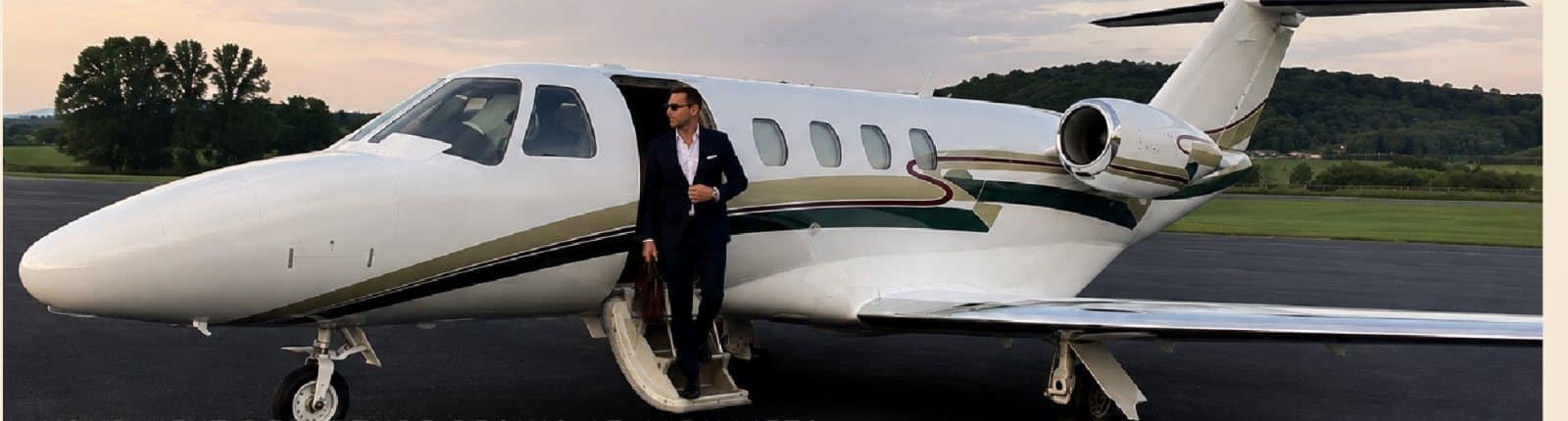 Owner boarding a Citation at sunset